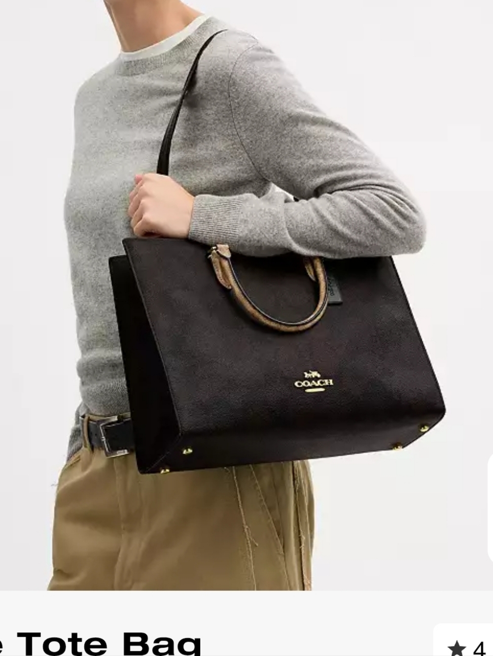 Coach Bag Logo Large Purse Tote With Shoulder Strap - Picture 6 of 11